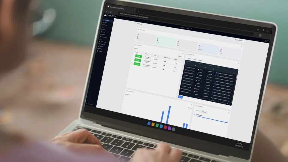 Laptop showing the Summit Control account dashboard